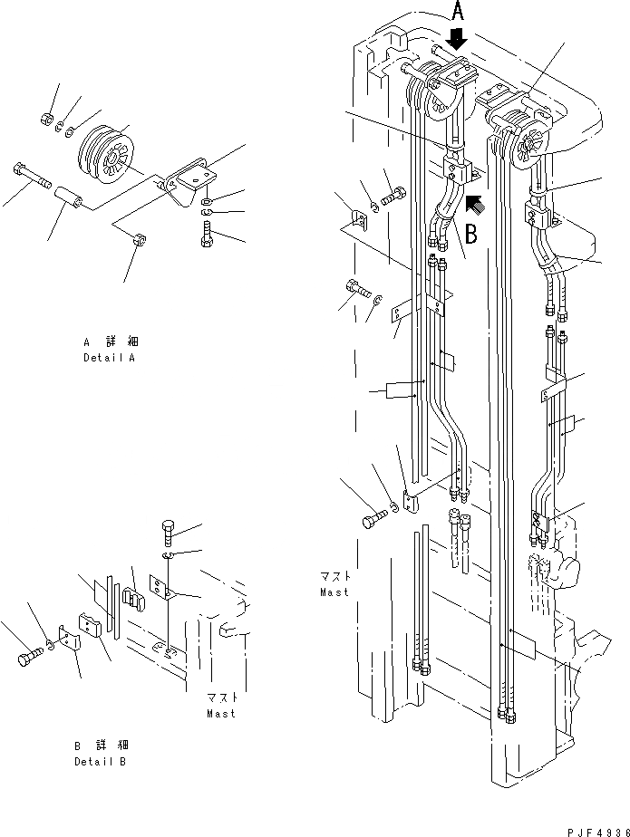 Схема запчастей Komatsu FD18-17 - ДЛЯ 4-Х СЕКЦИОНН. УПРАВЛЯЮЩ. КЛАПАН FV МАЧТА ТРУБЫ (ДЛЯ .M - .M МАЧТА) РАБОЧЕЕ ОБОРУДОВАНИЕ