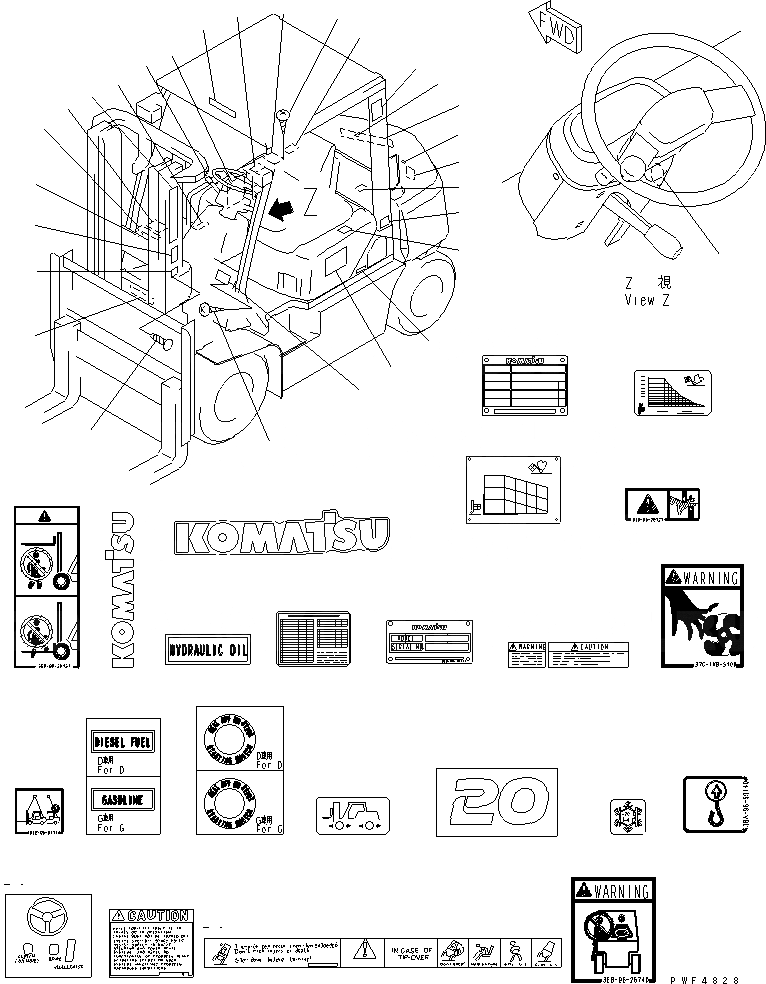 Схема запчастей Komatsu FD20-25-14-EC - МАРКИРОВКА МАРКИРОВКА
