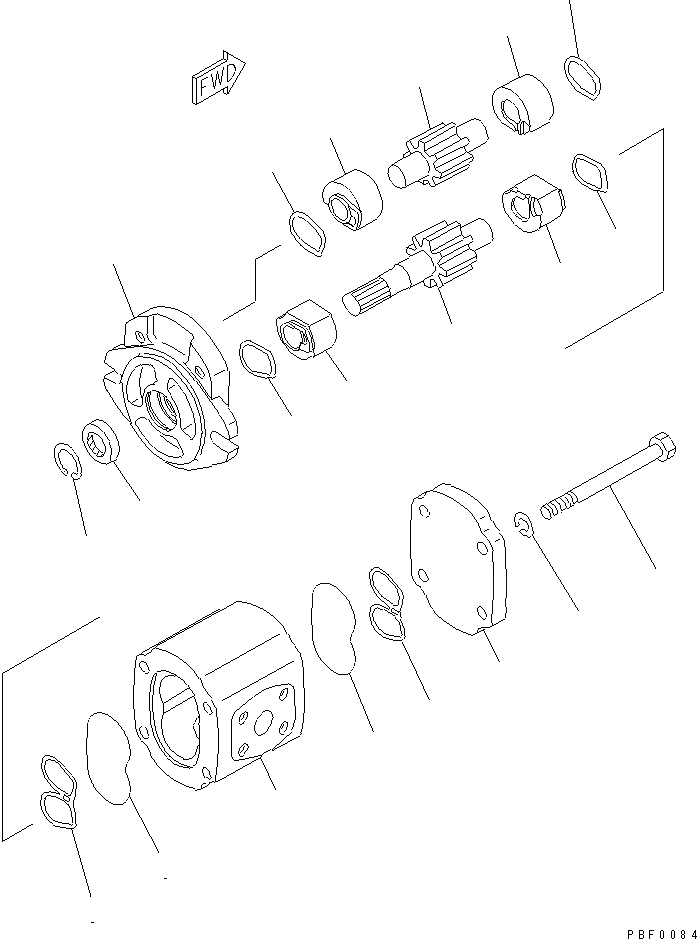 Схема запчастей Komatsu FD20J - ГИДР. НАСОС. (ВНУТР. ЧАСТИ) (СУХ. МУФТА И ГИДРОТРАНСФОРМАТОР  СПЕЦ-Я.) ГИДРАВЛИКА