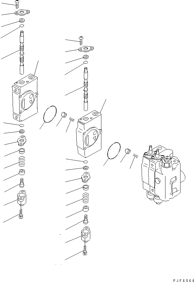 Схема запчастей Komatsu FD20N - УПРАВЛЯЮЩ. КЛАПАН (ВНУТР. ЧАСТИ) (/) (ДЛЯ 4-Х СЕКЦИОНН. УПРАВЛЯЮЩ. КЛАПАН) ГИДРАВЛИКА