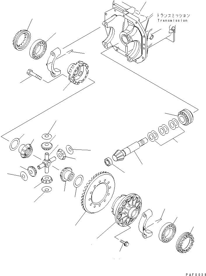 Схема запчастей Komatsu FD28 - ДИФФЕРЕНЦ. ПРИВОД И HYPOID ПРИВОД СИЛОВАЯ ПЕРЕДАЧА И ПЕРЕДНИЙ МОСТ