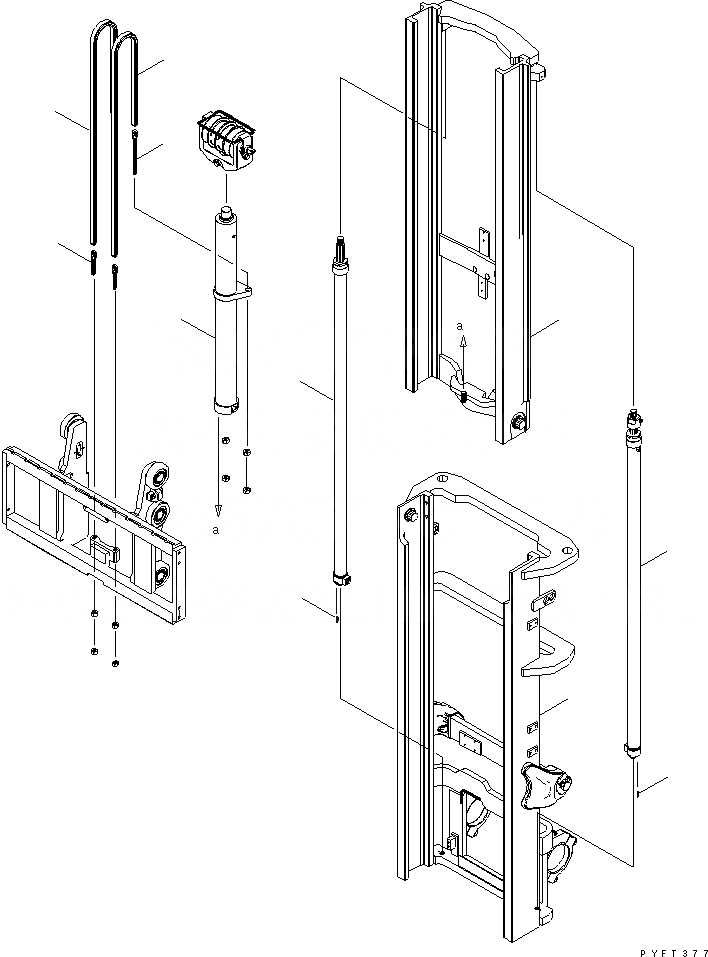 Схема запчастей Komatsu FD30-16 - FFV МАЧТА (/) (ЦЕПЬ И ГИДРОЦИЛИНДР ПОДЪЕМА) МАЧТА