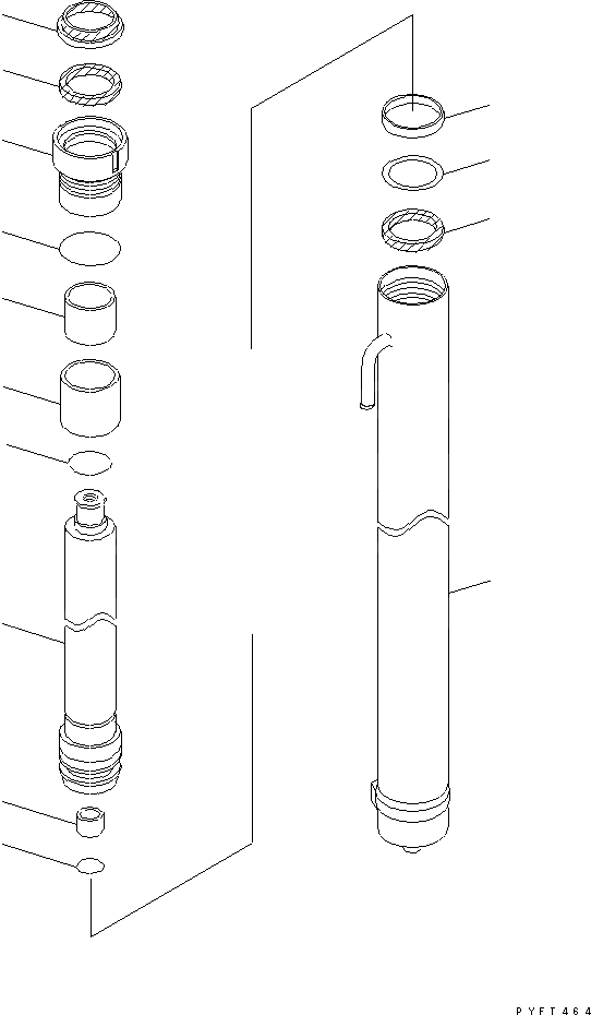 Схема запчастей Komatsu FD30H-17 - TFV МАЧТА ГИДРОЦИЛИНДР ПОДЪЕМА ВНУТР. ЧАСТИ (ЗАДН. ПРАВ.) (.M) МАЧТА