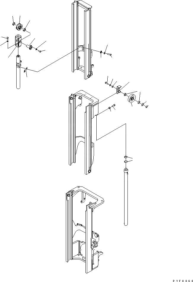 Схема запчастей Komatsu FD35 - TFV МАЧТА (С ЦИЛИНДР) (/) (ATTACHING ЧАСТИ_/) МАЧТА КОМПОНЕНТЫ