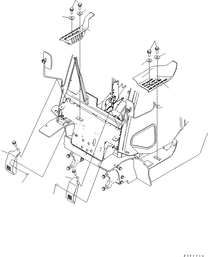 Схема запчастей Komatsu FD35A-16 - СТУПЕНИ И ЦИЛИНДР ПЕРЕКОСА КРЫШКА(ДЛЯ СТАЛЬНАЯ КАБИНАIN) ЧАСТИ КОРПУСА И КАБИНА ОПЕРАТОРА