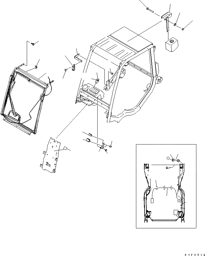 Схема запчастей Komatsu FD35A-16 - ПЕРЕДН. СТЕКЛА ЧАСТИ КОРПУСА И КАБИНА ОПЕРАТОРА
