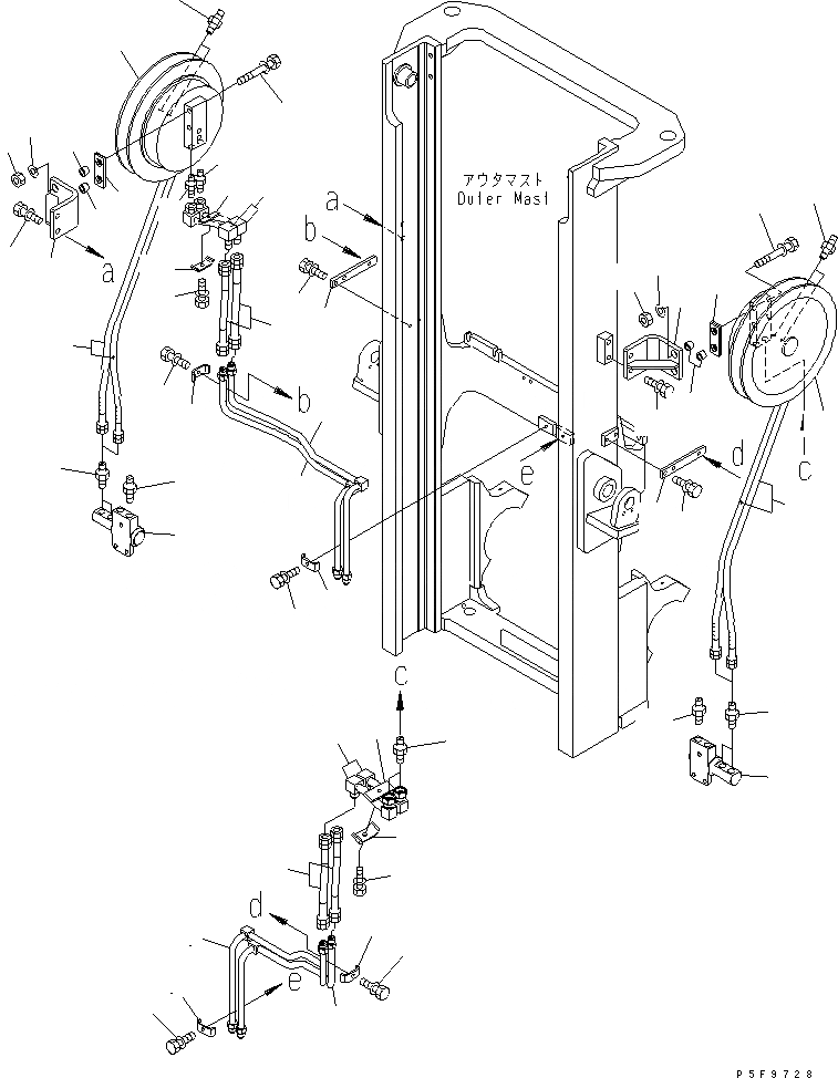 Схема запчастей Komatsu FD35Y - 4-Х СЕКЦИОНН. УПРАВЛЯЮЩ. КЛАПАН FFV МАЧТА ТРУБЫ (РУКАВНЫЙ БАРАБАН ТИП) (ДЛЯ .M - .M МАЧТА) РАБОЧЕЕ ОБОРУДОВАНИЕ