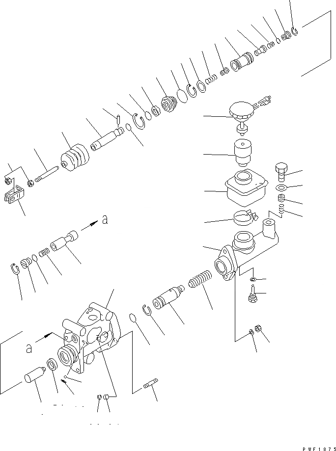 Схема запчастей Komatsu FD35Z - ТОРМОЗ. ГЛАВН. ЦИЛИНДР КОНТРОЛЬ ХОДА