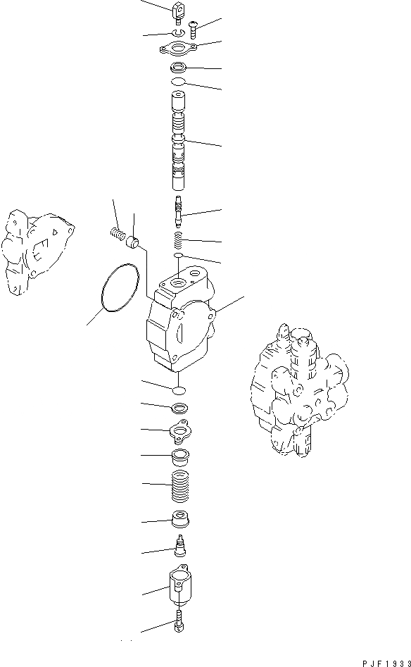 Схема запчастей Komatsu FD35Z - УПРАВЛЯЮЩ. КЛАПАН (ВНУТР. ЧАСТИ) (/) (НАКЛОН. СЕКЦ. БЛОК) ГИДРАВЛИКА