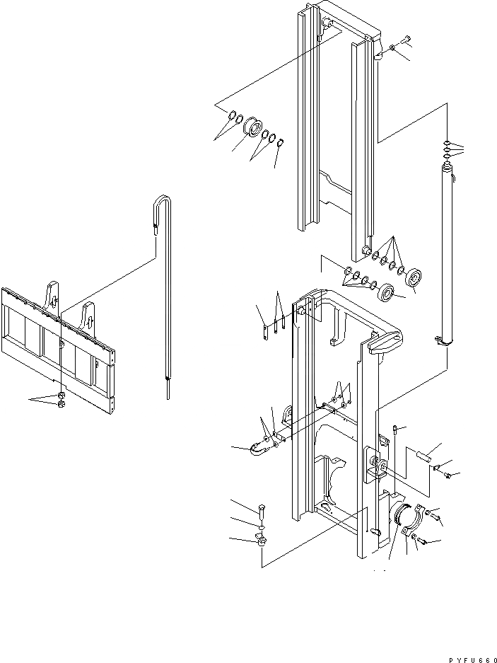 Схема запчастей Komatsu FD45Y-10 - FV МАЧТА (/) (МАЧТА ATTACHING ЧАСТИ) МАЧТА КОМПОНЕНТЫ