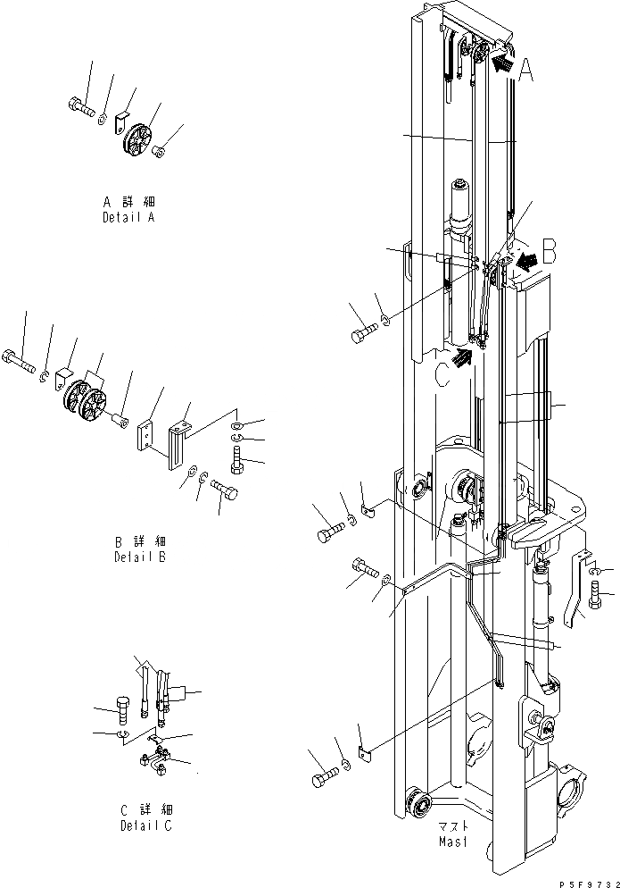 Схема запчастей Komatsu FD45Y-10 - 3-Х СЕКЦИОНН. КОНТРОЛЬН. КЛАПАН TFV МАЧТА ТРУБЫ (С ЦИЛИНДР) РАБОЧЕЕ ОБОРУДОВАНИЕ