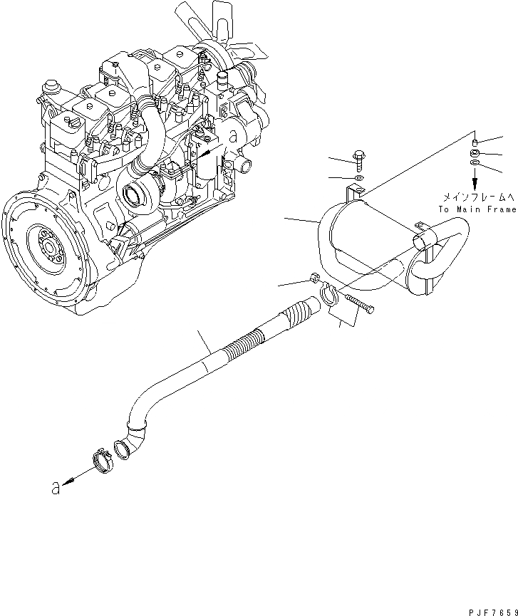 Схема запчастей Komatsu FD50 - ГЛУШИТЕЛЬ И ОТВОД ВЫХЛОПН. ГАЗОВ ВЫПУСКН. ЧАСТИ