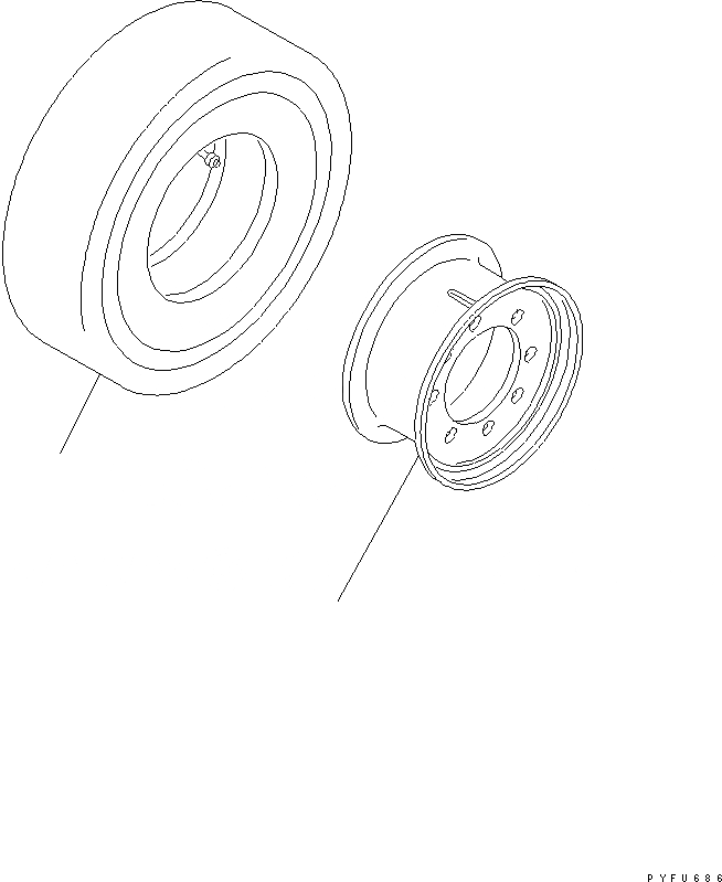 Схема запчастей Komatsu FD50A-10 - ПЕРЕДН. КОЛЕСА (--8PR) (STEEL) (ДЛЯ . - . TON) ПЕРЕДН. И ЗАДН. КОЛЕСА