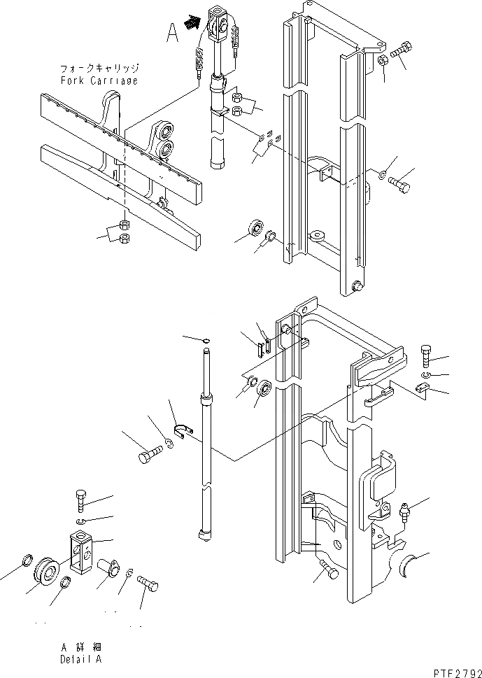 Схема запчастей Komatsu FD60-10-US - FFV МАЧТА (ТРУБЫ) (МАЧТА ATTACHING ЧАСТИ) МАЧТА