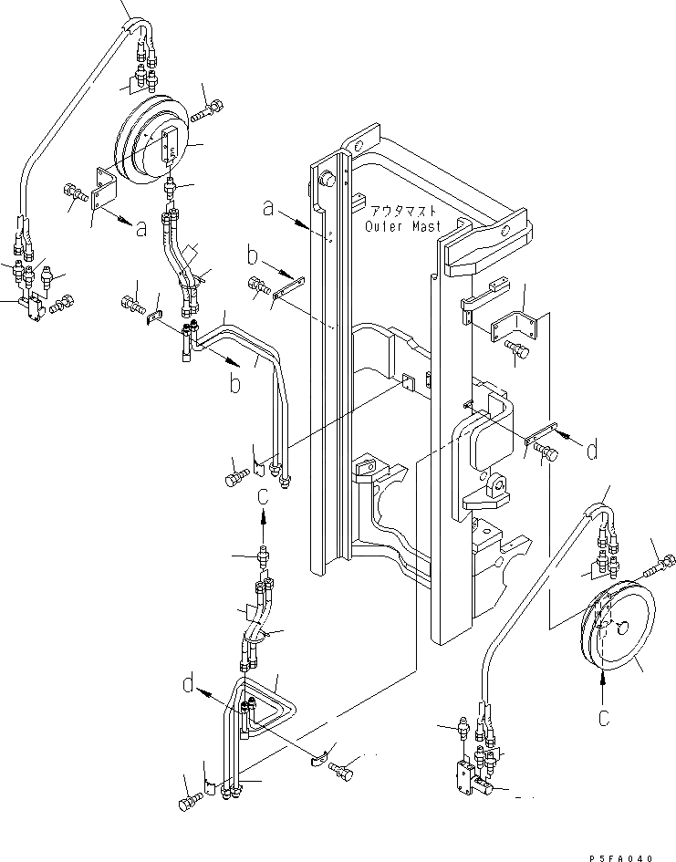 Схема запчастей Komatsu FD60-10-US - 4-Х СЕКЦИОНН. УПРАВЛЯЮЩ. КЛАПАН FFV МАЧТА ТРУБЫ (РУКАВНЫЙ БАРАБАН ТИП) (ДЛЯ .M МАЧТА) РАБОЧЕЕ ОБОРУДОВАНИЕ