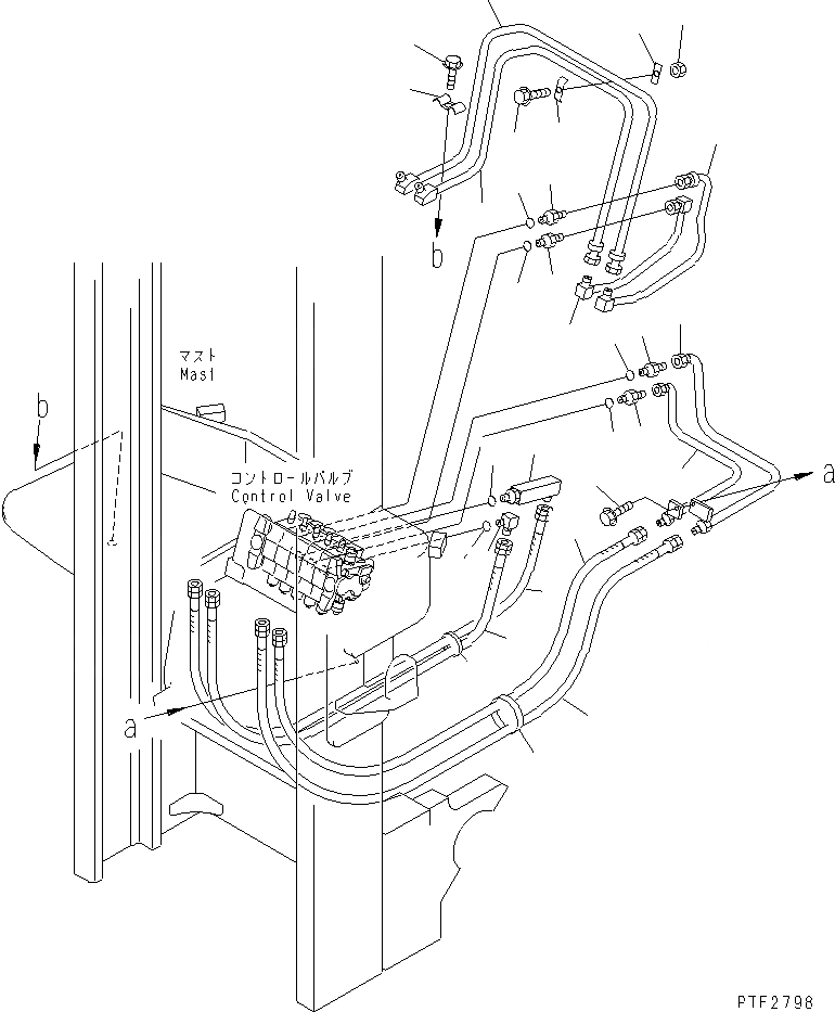 Схема запчастей Komatsu FD80-10 - ПРИБОРНАЯ ПАНЕЛЬ ТРУБЫ ( ВНУТР./¤ ВНУТР./ OUTER) (ДЛЯ 5-СЕКЦИОНН. УПРАВЛЯЮЩ. КЛАПАН FV МАЧТА) РАБОЧЕЕ ОБОРУДОВАНИЕ