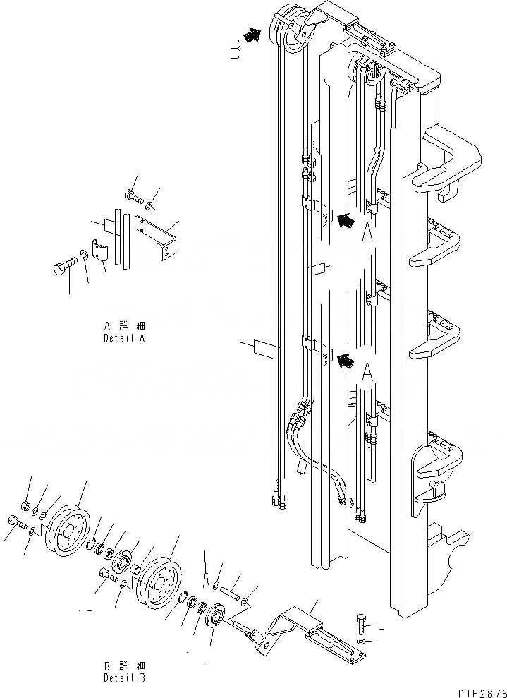 Схема запчастей Komatsu FD80-10-EC - 5-СЕКЦИОНН. УПРАВЛЯЮЩ. КЛАПАН FV МАЧТА ТРУБЫ (OUTER ШКИВ И ШЛАНГИ¤ PIPE) РАБОЧЕЕ ОБОРУДОВАНИЕ