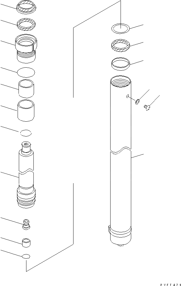 Схема запчастей Komatsu FG15H - TFV МАЧТА ГИДРОЦИЛИНДР ПОДЪЕМА ВНУТР. ЧАСТИ (ЗАДН.) (.7-.M) МАЧТА