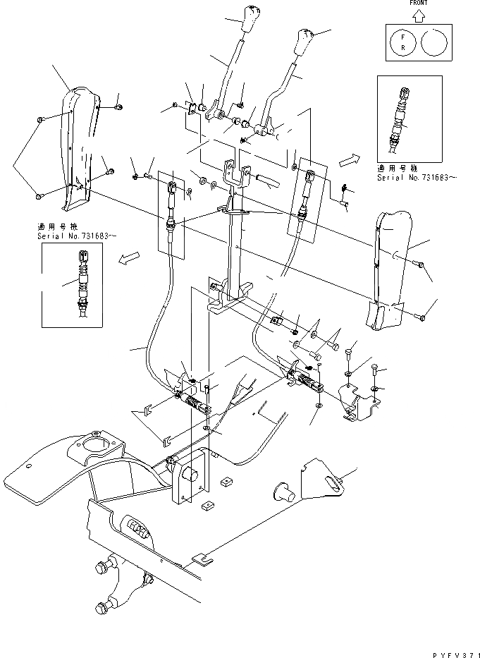 Схема запчастей Komatsu FG20 - ТРАНСМИССИЯ SHIFT РЫЧАГ (С ОБОГРЕВ-ЛЕМ) КОНТРОЛЬ ХОДА