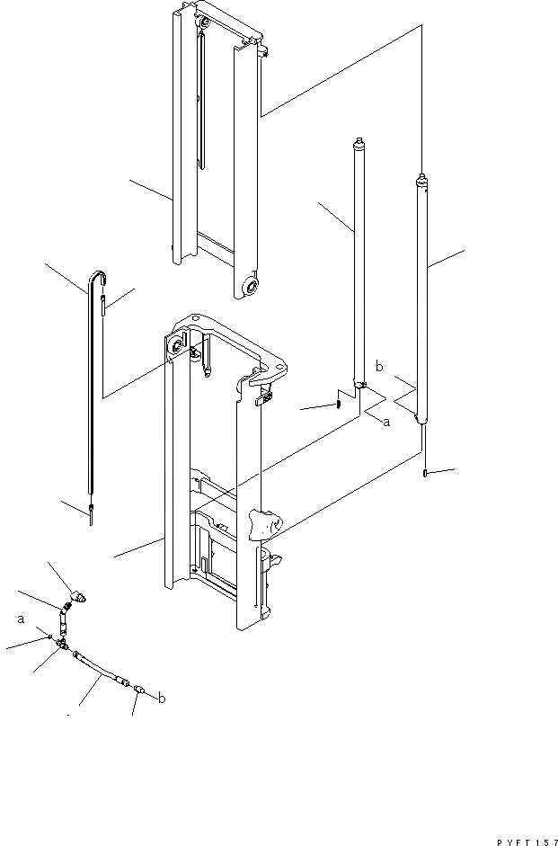 Схема запчастей Komatsu FG20H - FV МАЧТА (/) (ЦЕПЬ И ГИДРОЦИЛИНДР ПОДЪЕМА) МАЧТА