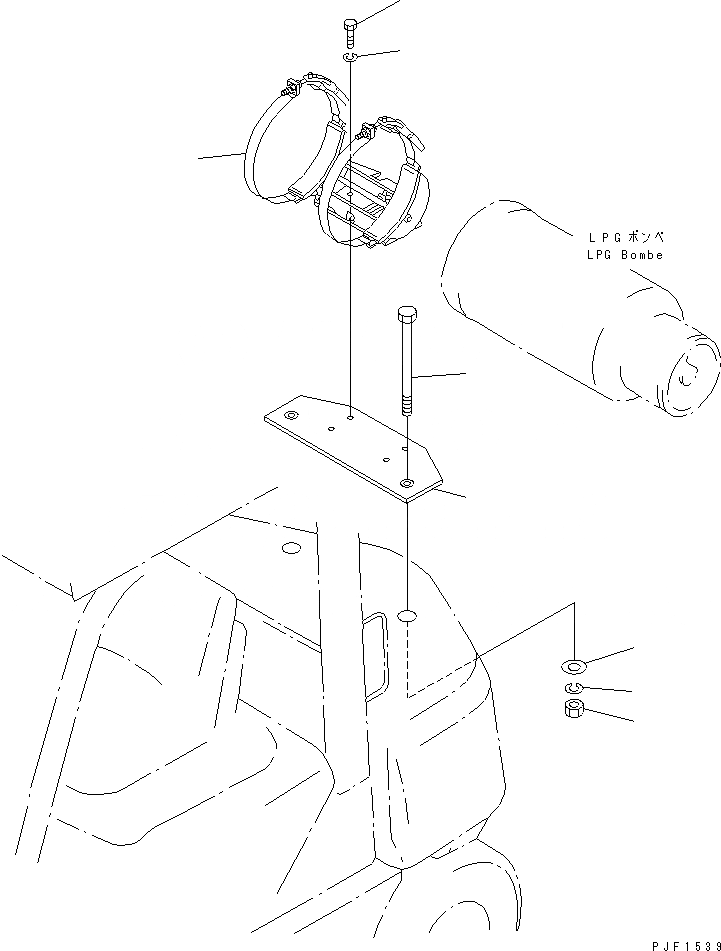 Схема запчастей Komatsu FG30-14 - LPG BOMBE КОРПУС (DEКРЕПЛЕНИЕ ТИП¤ ПОВОРОТН. БЛОК) ТОПЛИВН. БАК. AND КОМПОНЕНТЫ