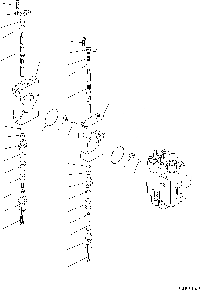 Схема запчастей Komatsu FG30-16 - УПРАВЛЯЮЩ. КЛАПАН (ВНУТР. ЧАСТИ) (/) (ДЛЯ 4-Х СЕКЦИОНН. УПРАВЛЯЮЩ. КЛАПАН) ГИДРАВЛИКА