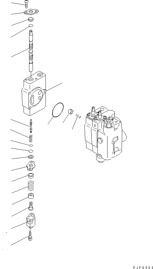 Схема запчастей Komatsu FG30N-15 - УПРАВЛЯЮЩ. КЛАПАН (ВНУТР. ЧАСТИ) (/) (НАКЛОН. СЕКЦ. БЛОК) ГИДРАВЛИКА