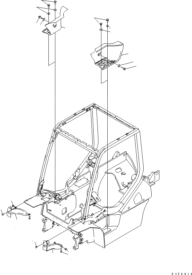 Схема запчастей Komatsu FG35 - СТУПЕНИ И ЦИЛИНДР ПЕРЕКОСА КРЫШКА(ДЛЯ ЛАМПА РАБОЧ. ОСВЕЩЕНИЯ ON КРЫЛО) ЧАСТИ КОРПУСА И КАБИНА ОПЕРАТОРА
