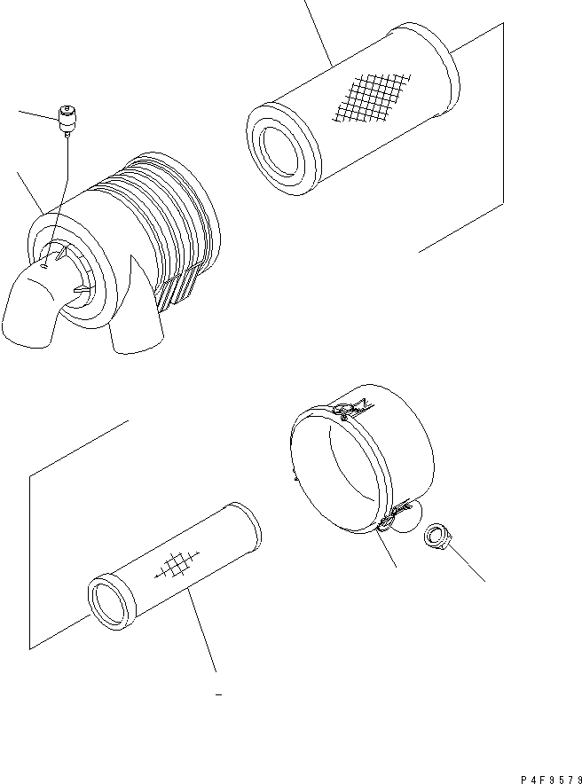 Схема запчастей Komatsu FG45-10 - ВОЗДУХООЧИСТИТЕЛЬ (ВНУТР. ЧАСТИ) КОМПОНЕНТЫ ДВИГАТЕЛЯ