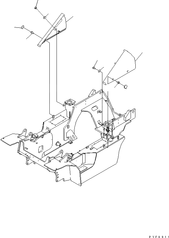 Схема запчастей Komatsu FG50A-10 - БОКОВ. КРЫШКА (ДЛЯ LPG) РАМА КОМПОНЕНТЫ