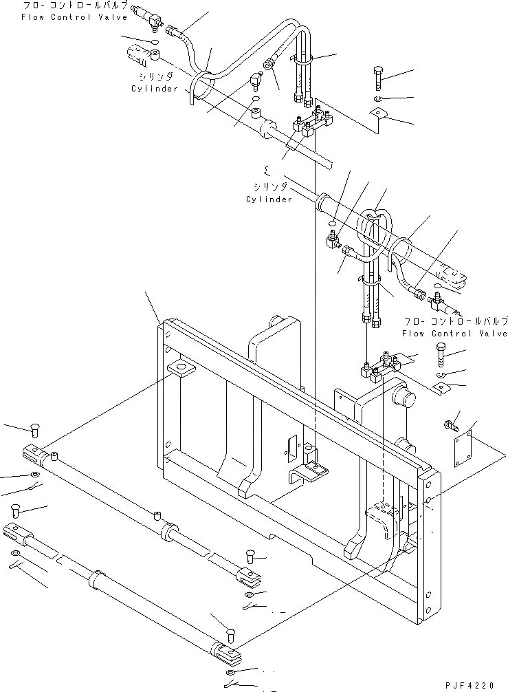 Схема запчастей Komatsu FMH302-1 - ВИЛЫ MOVER (INDEPENDENT STROKE КРЮК ТИП ) (ТРУБЫ)(№-) ВИЛЫ ПОЗИЦИОНЕР (ДЛЯ FREE VIEW МАЧТА)