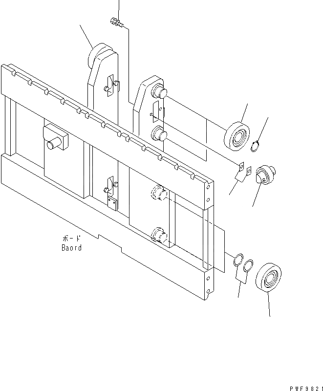 Схема запчастей Komatsu FSH5A1-1 - БОКОВ. СДВИГER (РОЛИК) (КРЮК ТИП) (ШИР.=7MM)(№-) БОКОВ. СДВИГER (ДЛЯ TFV CYL МАЧТА) (КРЮК ТИП/РОЛИК ТИП)