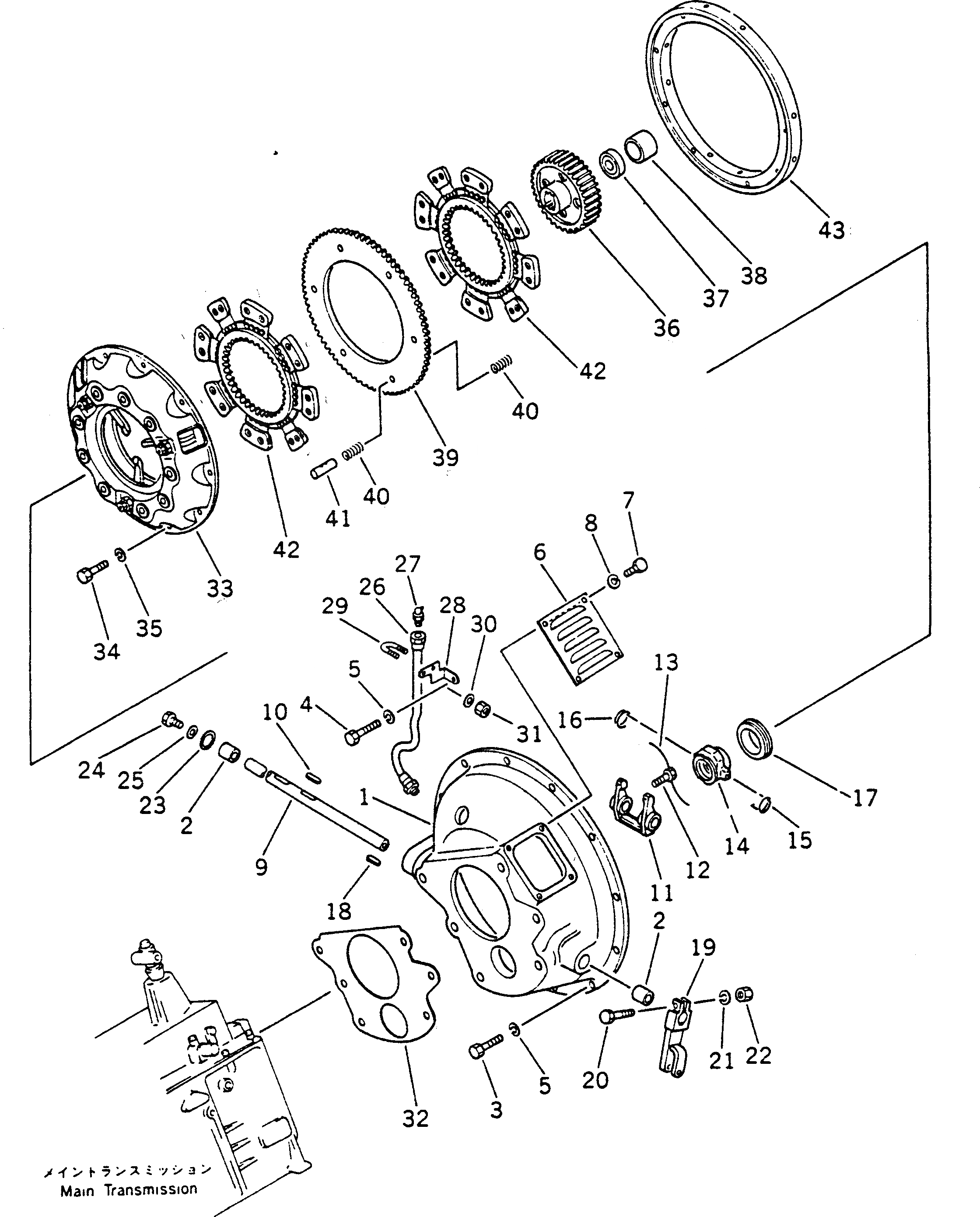 Схема запчастей Komatsu GD200A-1 - ОСНОВН. МУФТА СИЛОВАЯ ПЕРЕДАЧА