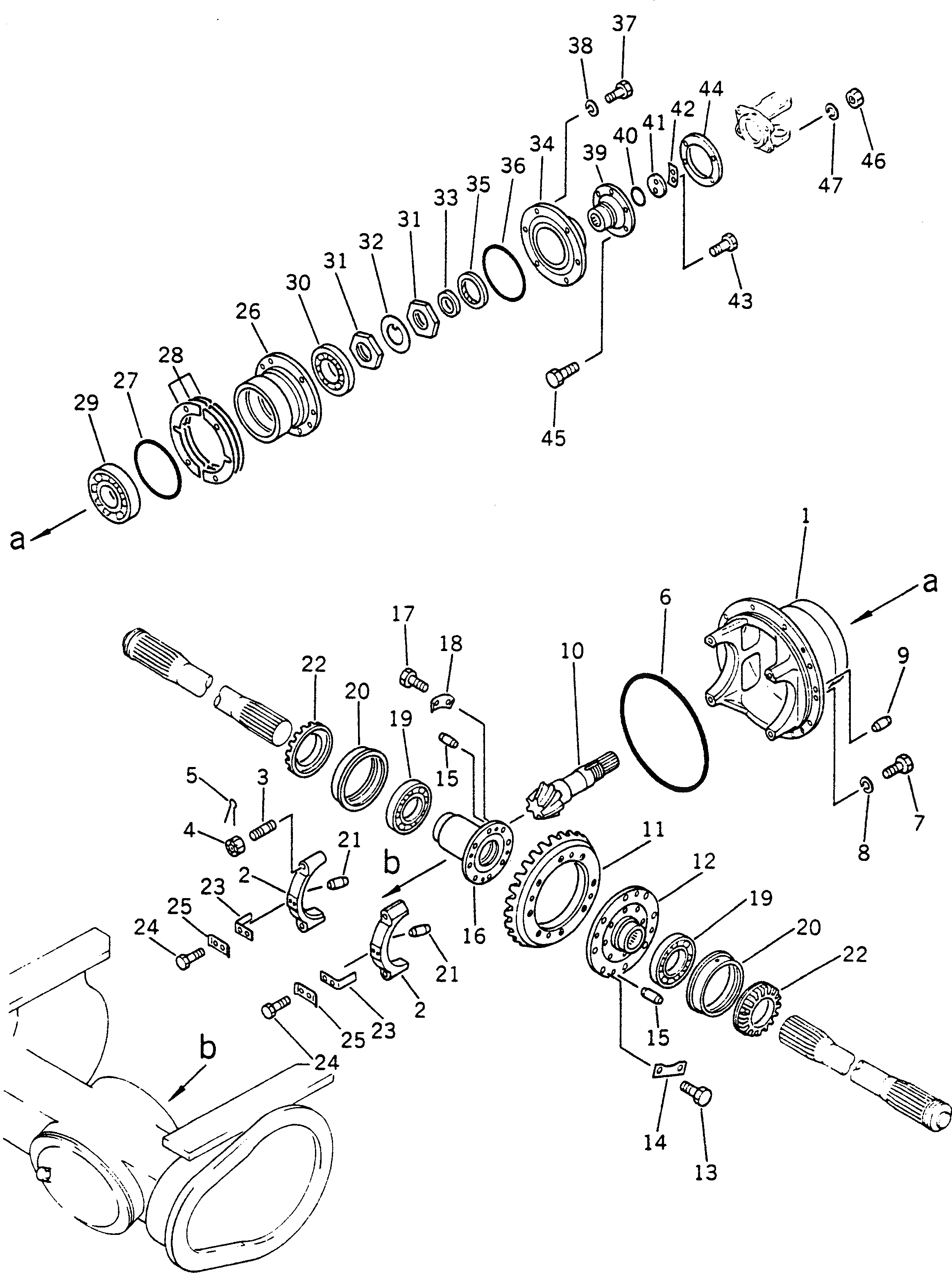 Схема запчастей Komatsu GD200A-1 - КОНЕЧНАЯ ПЕРЕДАЧА (/) СДВОЕНН. ПРИВОД И КОЛЕСА