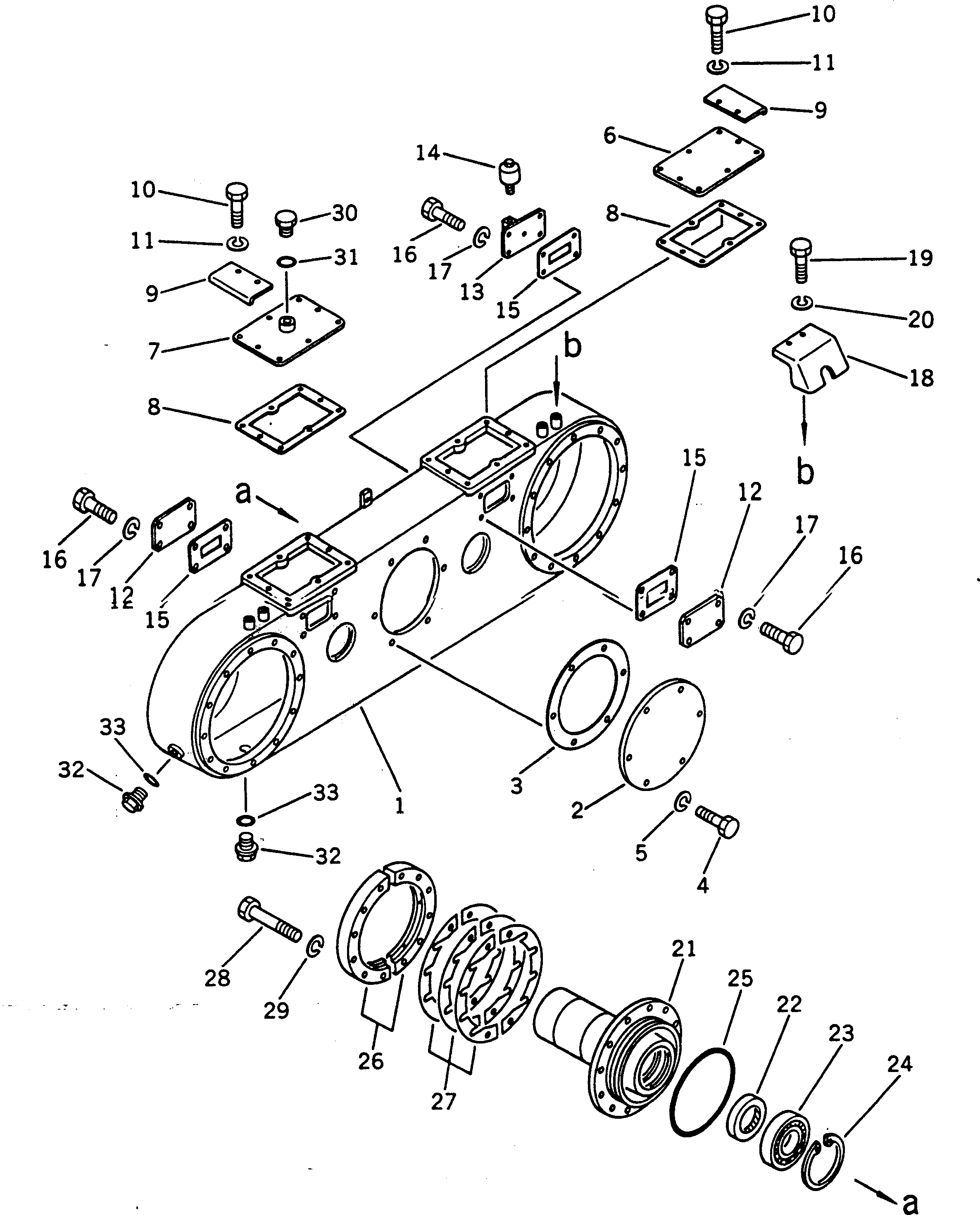Схема запчастей Komatsu GD300A-1 - КОРПУС СДВОЕННОГО ПРИВОДА СДВОЕНН. ПРИВОД И КОЛЕСА