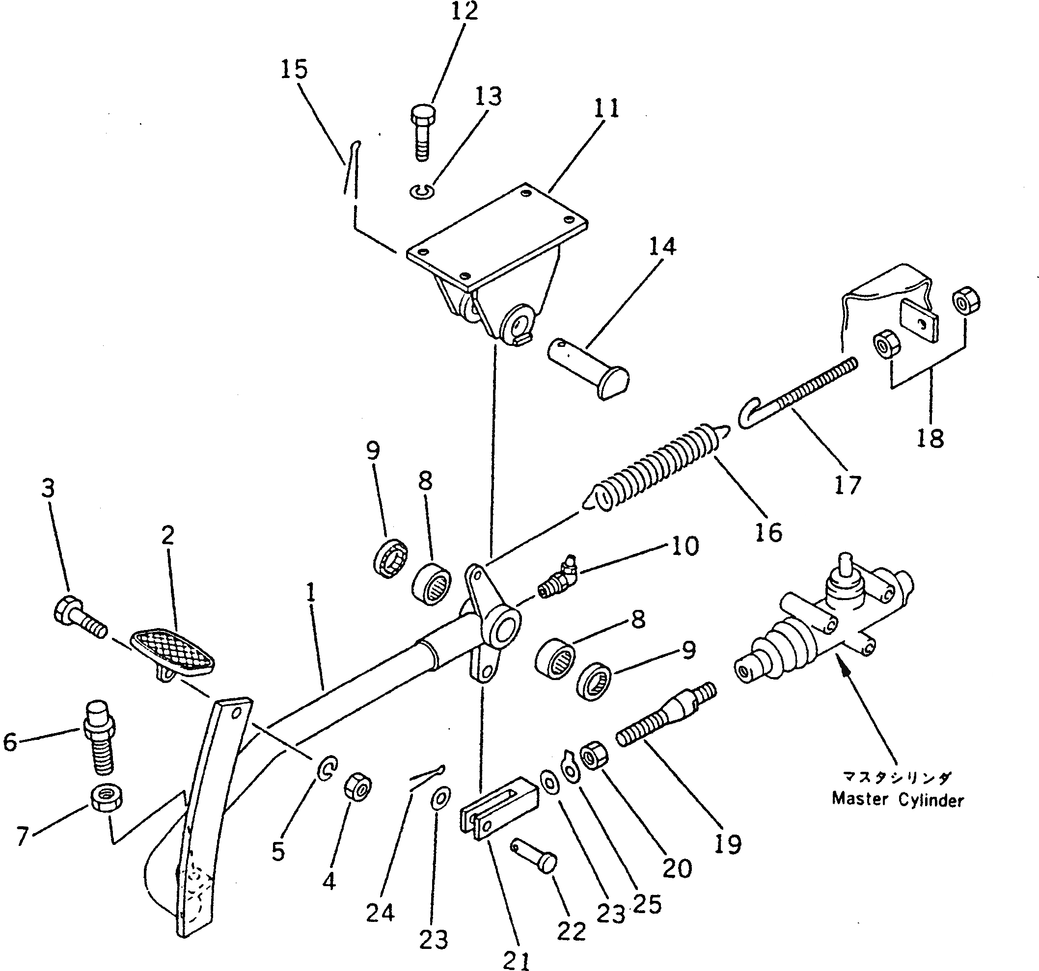Схема запчастей Komatsu GD300A-1 - ПЕДАЛЬ ТОРМОЗА СДВОЕНН. ПРИВОД И КОЛЕСА