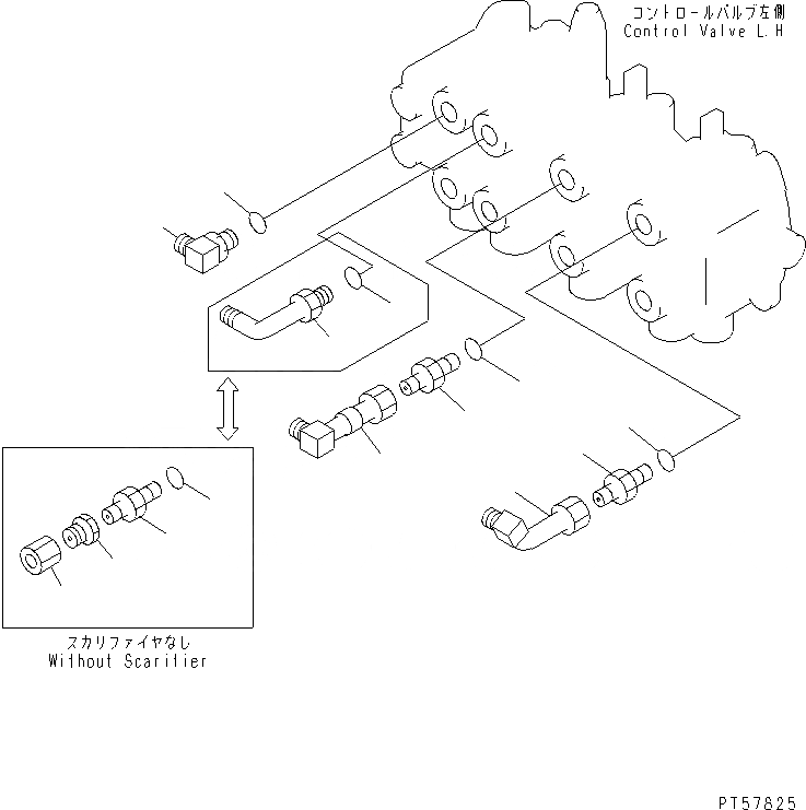 Схема запчастей Komatsu GD305A-1 - ГИДРОЛИНИЯ (УПРАВЛЯЮЩ. КЛАПАН СОЕДИНИТЕЛЬН. ЧАСТИ¤ ЛЕВ.) ГИДРАВЛИКА