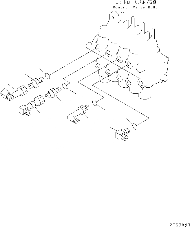 Схема запчастей Komatsu GD305A-1 - ГИДРОЛИНИЯ (УПРАВЛЯЮЩ. КЛАПАН СОЕДИНИТЕЛЬН. ЧАСТИ¤ ПРАВ.)     (С ПЕРЕДН. ОТВАЛ) ГИДРАВЛИКА