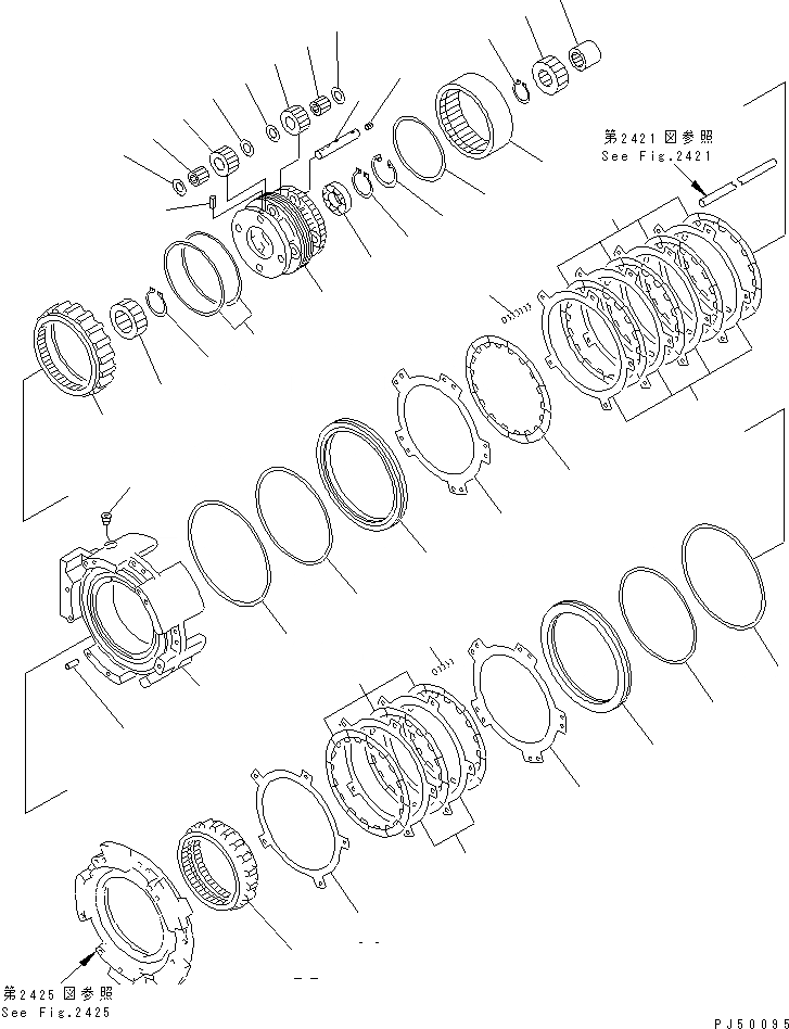 Схема запчастей Komatsu GD305A-1A - ТРАНСМИССИЯ (ПЕРЕД. И 3 МУФТА) СИЛОВАЯ ПЕРЕДАЧА