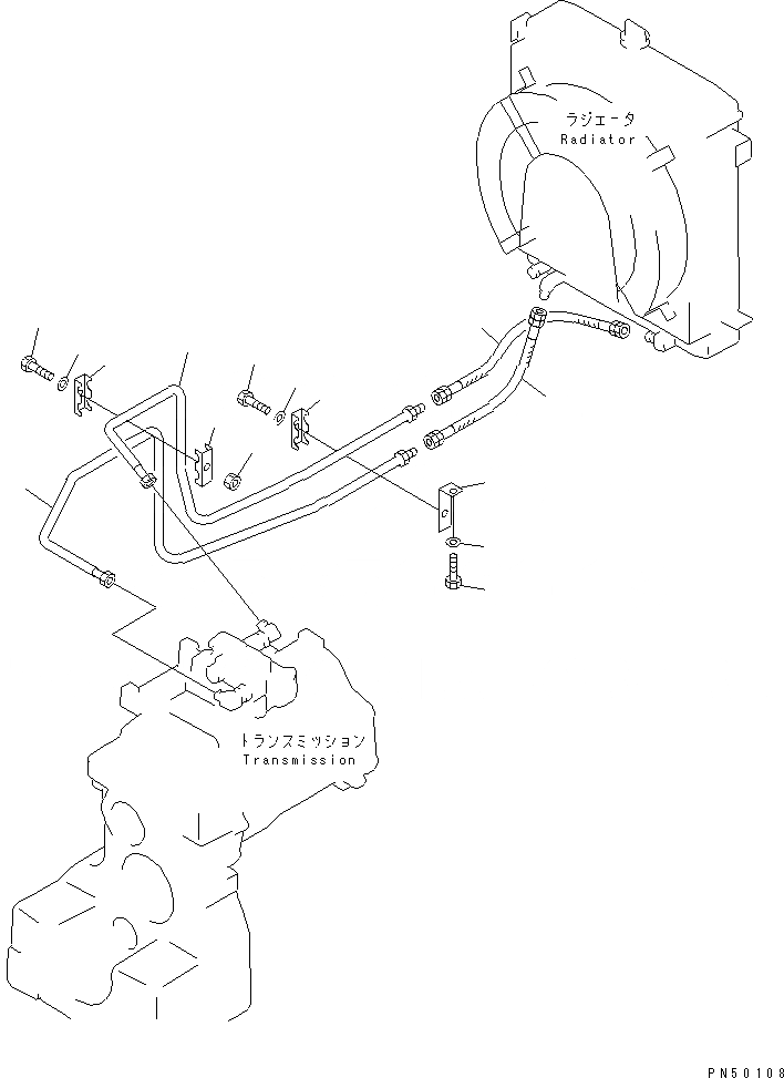 Схема запчастей Komatsu GD305A-1A - ТРАНСМИССИЯ ЛИНИИ МАСЛООХЛАДИТЕЛЯ СИЛОВАЯ ПЕРЕДАЧА