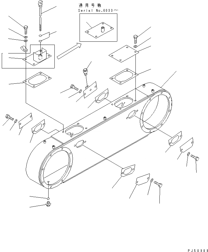 Схема запчастей Komatsu GD305A-1 - КОРПУС СДВОЕННОГО ПРИВОДА(№-) СИЛОВАЯ ПЕРЕДАЧА