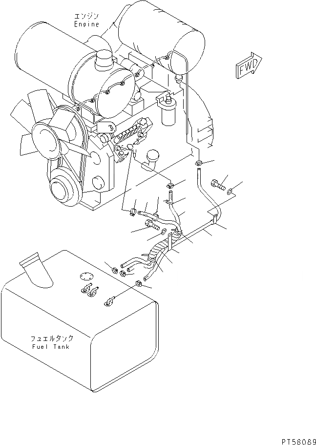 Схема запчастей Komatsu GD305A-3 - ТОПЛИВОПРОВОД. КОМПОНЕНТЫ ДВИГАТЕЛЯ И ЭЛЕКТРИКА