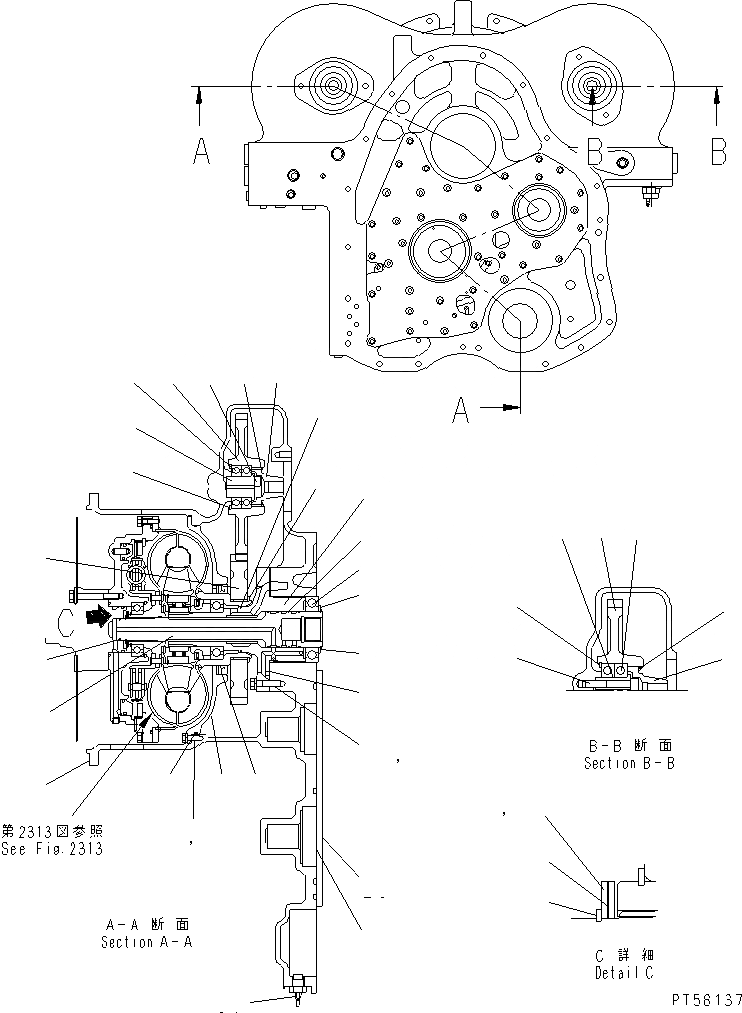 Схема запчастей Komatsu GD305A-3 - ТРАНСМИССИЯ (ГИДРОТРАНСФОРМАТОР) (/) СИЛОВАЯ ПЕРЕДАЧА