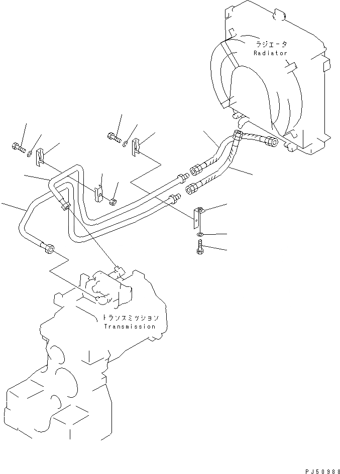 Схема запчастей Komatsu GD355A-1S - ТРАНСМИССИЯ ЛИНИИ МАСЛООХЛАДИТЕЛЯ СИЛОВАЯ ПЕРЕДАЧА