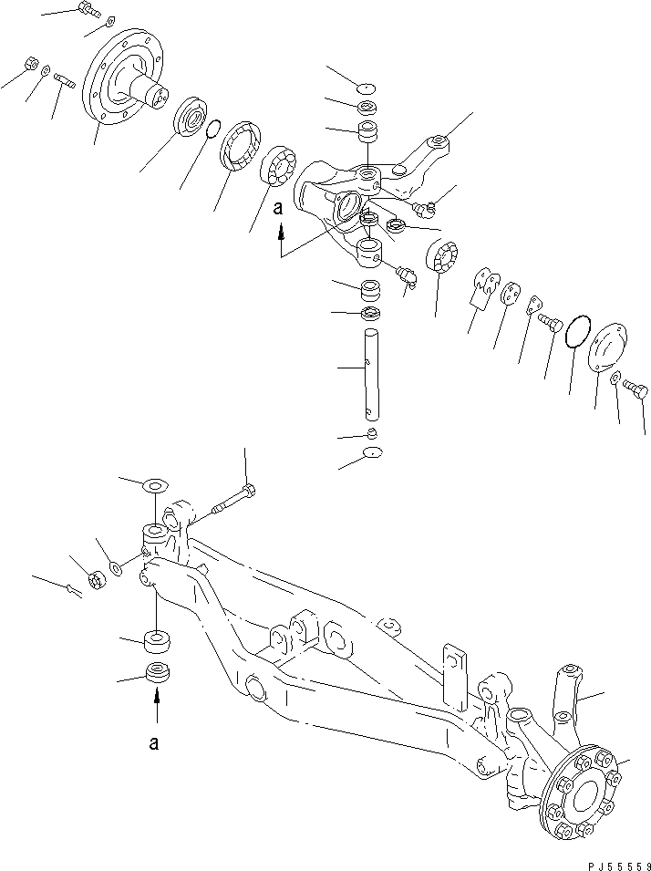 Схема запчастей Komatsu GD355A-1S - ПЕРЕДНИЙ МОСТ (/) СИЛОВАЯ ПЕРЕДАЧА