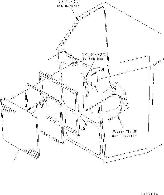 Схема запчастей Komatsu GD355A-1S - ПОДОГРЕВ WIRE СТЕКЛА (ПЕРЕДН. ВЕРХН.) РАМА И ЧАСТИ КОРПУСА