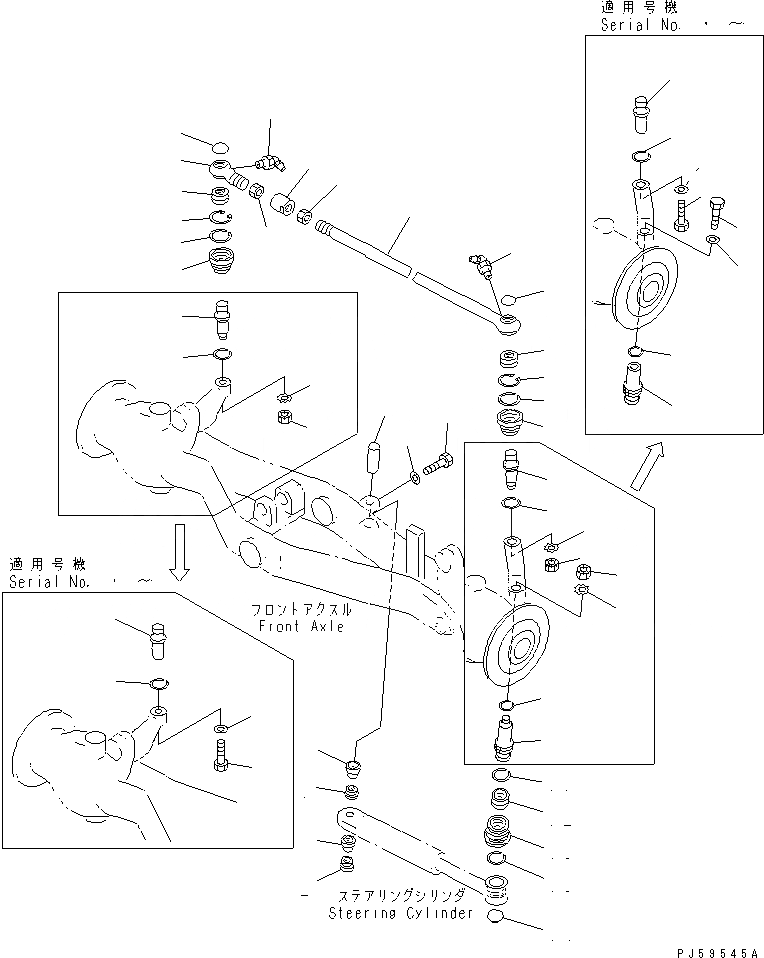 Схема запчастей Komatsu GD355A-1 - ПЕРЕДНИЙ МОСТ (/)(№-..) СИЛОВАЯ ПЕРЕДАЧА