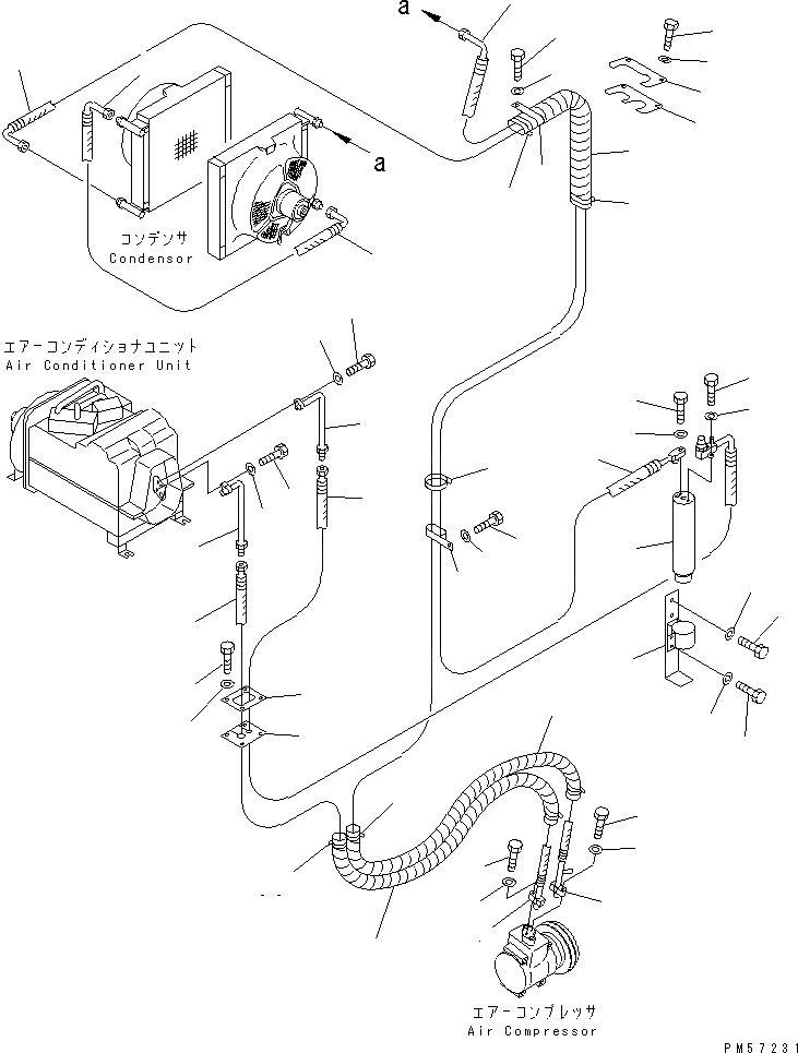 Схема запчастей Komatsu GD355A-1 - КОНДИЦ. ВОЗДУХА (/) (ЛИНИЯ ОХЛАЖДЕНИЯ)(№..-7) РАМА И ЧАСТИ КОРПУСА