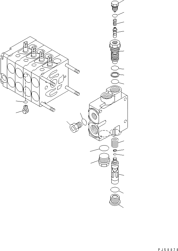 Схема запчастей Komatsu GD355A-3 - ГИДРАВЛ УПРАВЛЯЮЩ. КЛАПАН¤ ЛЕВ. (4-Х СЕКЦИОНН.) (/) ГИДРАВЛИКА