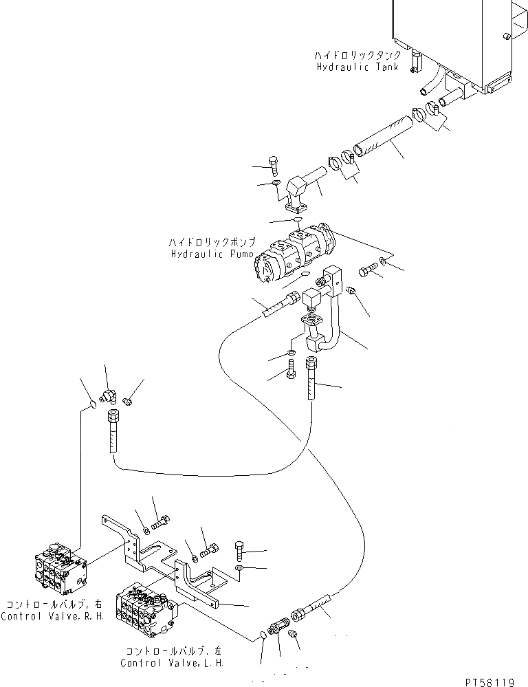 Схема запчастей Komatsu GD355A-3 - ГИДРОЛИНИЯ (БАК - УПРАВЛЯЮЩ. КЛАПАН) ГИДРАВЛИКА